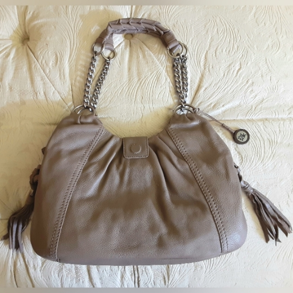 NWT Large leather purse with chain straps and tassels